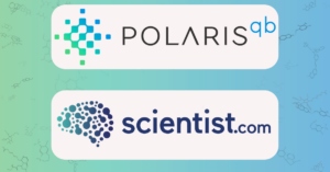 The logos for the companies POLARISqb and Scientist.com